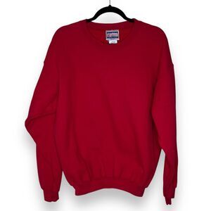 Vintage 90s Hanes Ultimate Cotton Printpro Red Crew Neck Sweatshirt Men Medium